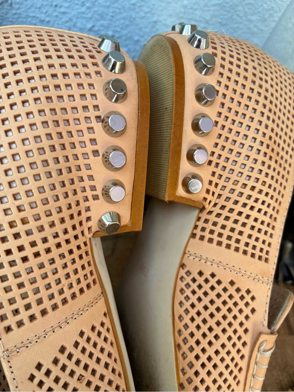 Jeffrey Campbell Women's Tan Leather Pointed Perforated Loafers - Picture 5 of 6